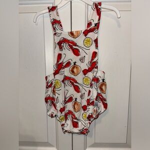 Southern Slumber crawfish Print bamboo Baby bubble Romper 18-24 month